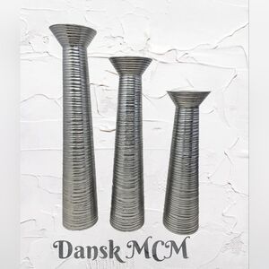 Dansk Danish Modern Mid Century MCM Silver Tone Candle Holders Set of 3